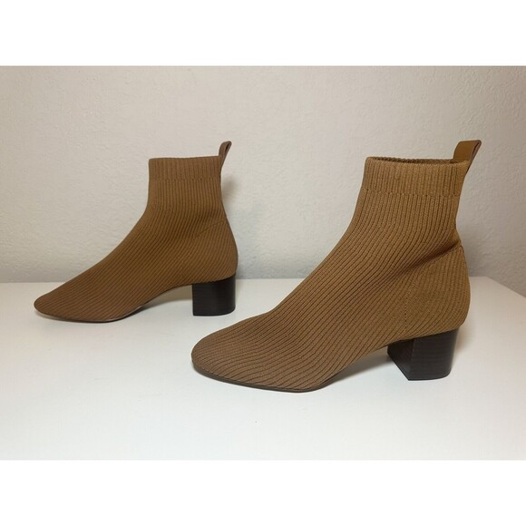 *NEW* Everlane The Glove Boot Cognac Tan Block Heel Ankle Booties Women's SIZE 8 - Picture 1 of 8